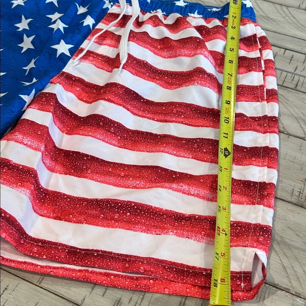 Old Navy Patriotic Swim Trunks Stars & Stripes Front Ppckets Drawstring Size M